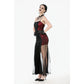 Dark in Love Lilith Red and Black Mesh Panel Goth Gown