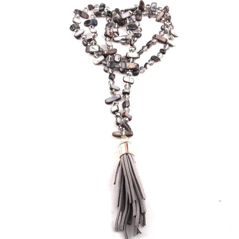 Teresa Tassels and Jasper Stone Long Necklace