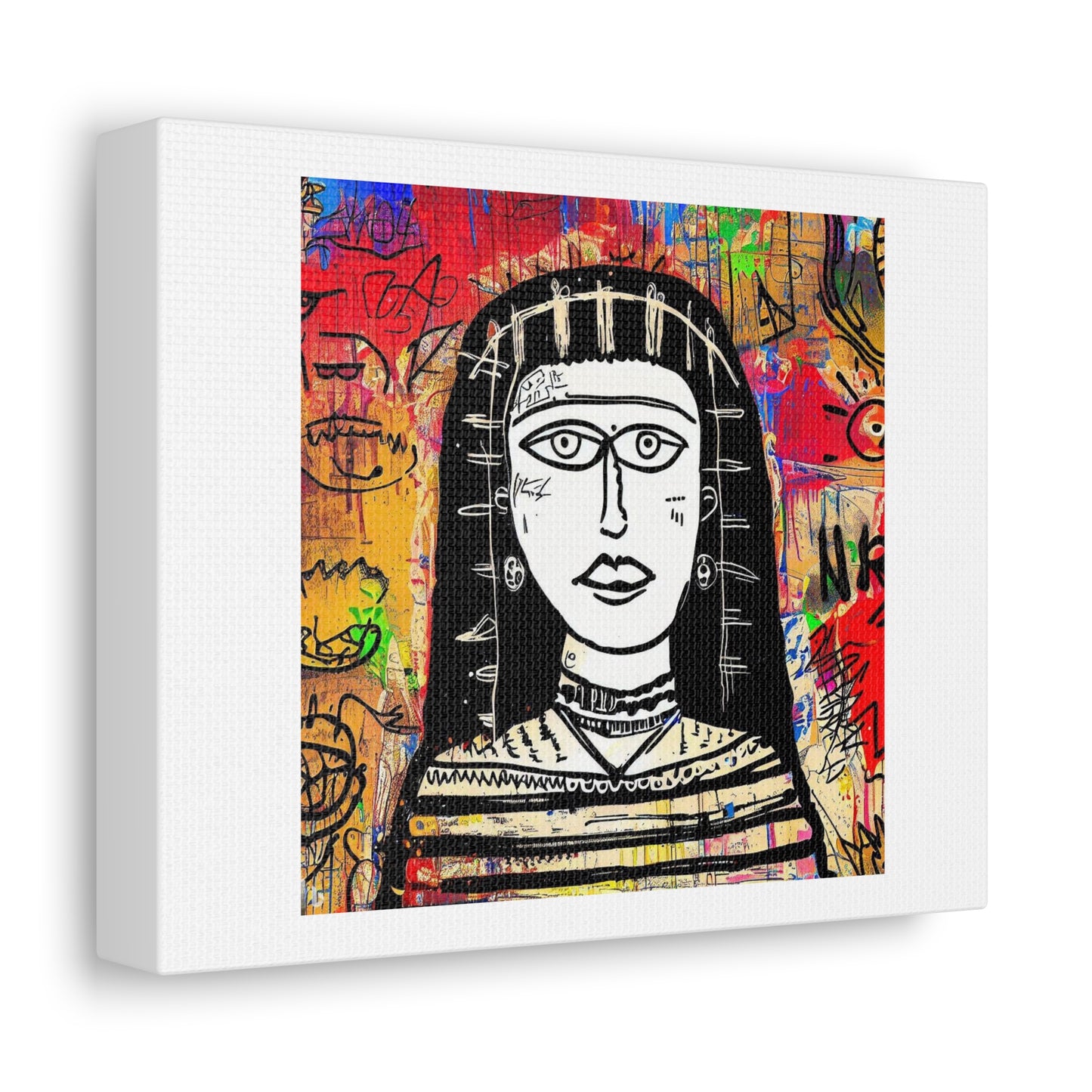 Mona Lisa, Style of Jean Michel Basquiat 'Designed by AI' on Canvas