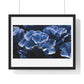 Iris Petals, Blue Vibrant Art 'Designed by AI' Framed Print