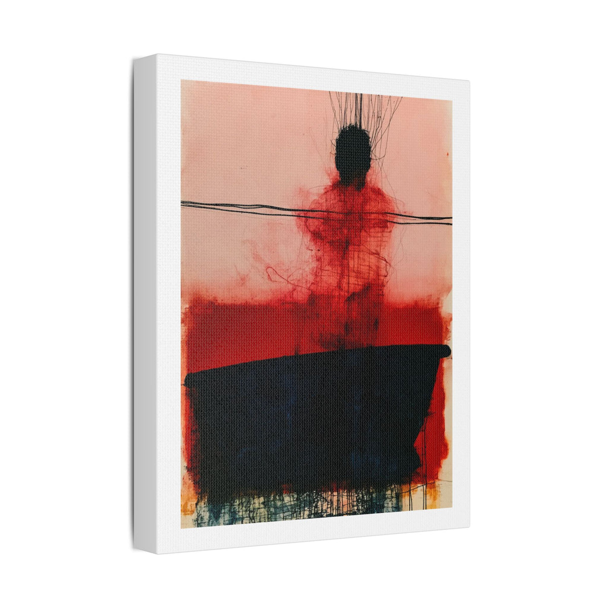 In a Boat, Neo-Surrealism, Art Print on Satin Canvas, Stretched
