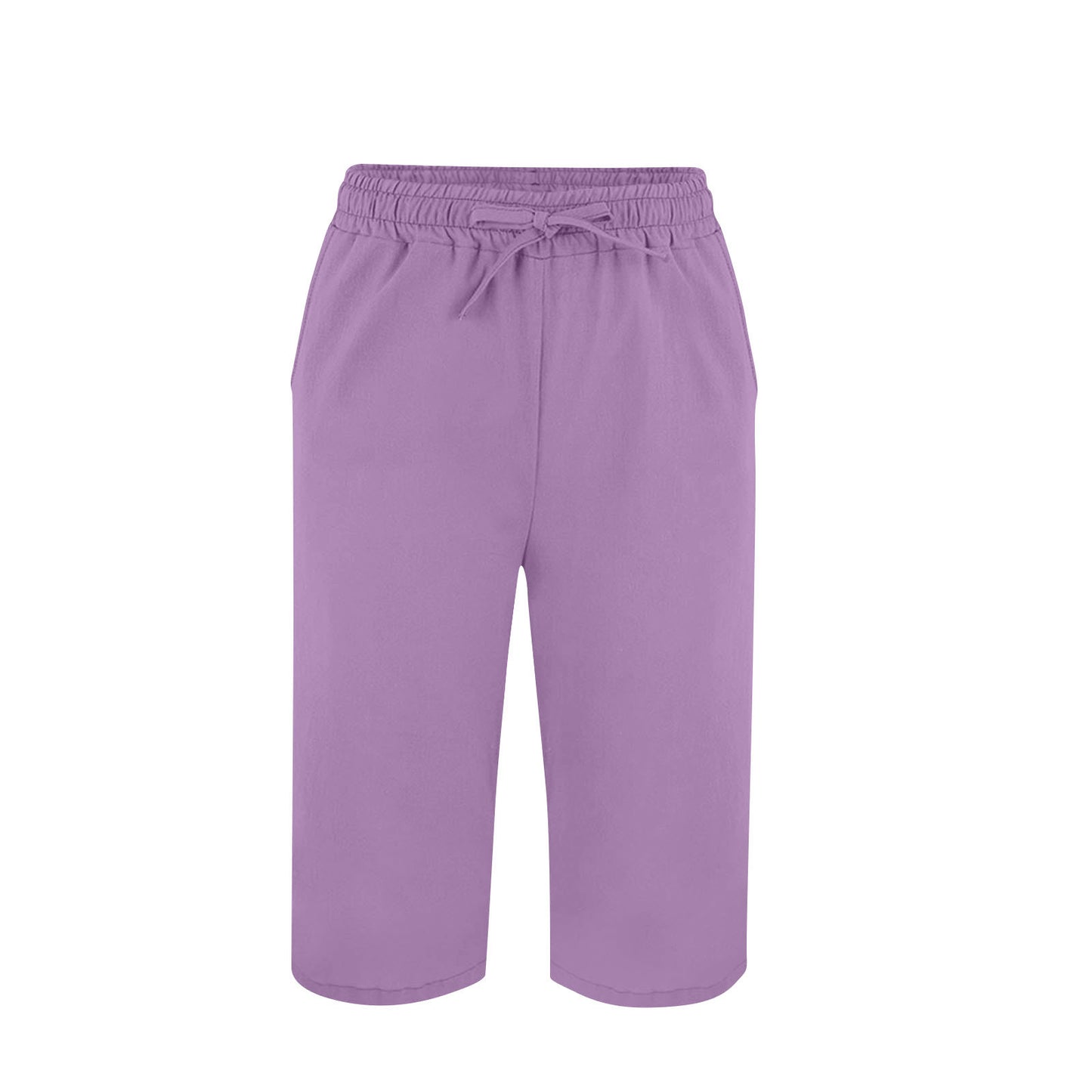 Women's Split Mid-Length Capri Shorts, Summer Casual Elastic Waist, Plus Sizes