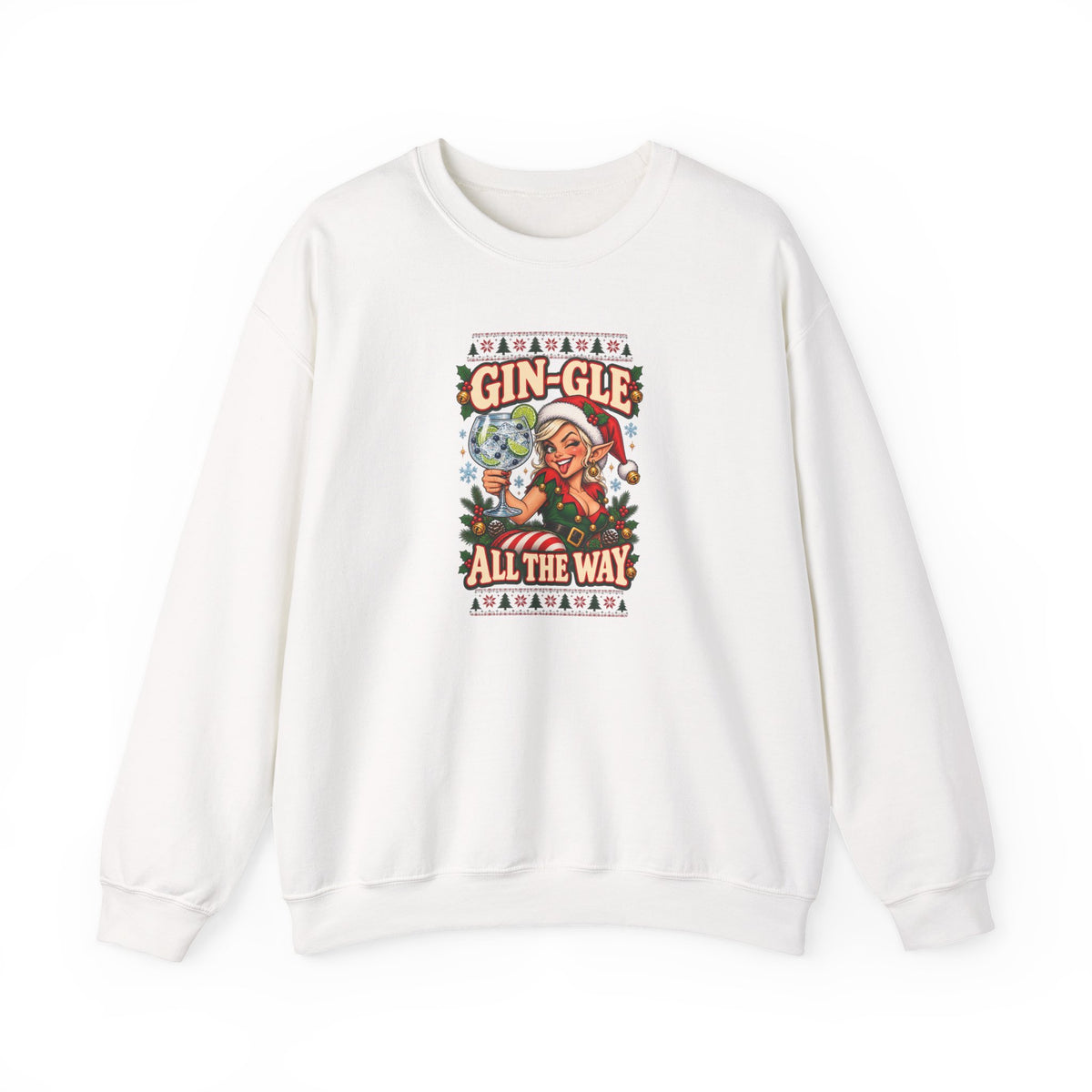 Funny Adult Christmas Jumpers: 'Gin-gle All the Way' Christmas Crewneck