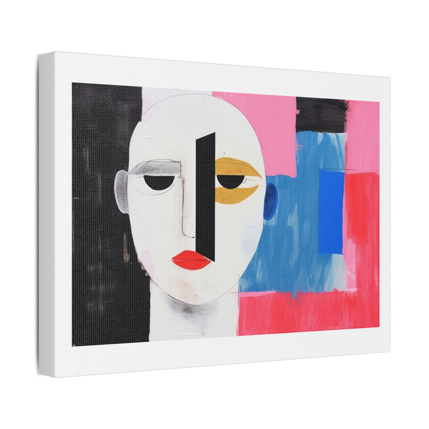 Minimal Simple Male Portrait Abstract Painting 'Designed by AI' Art Print on Canvas