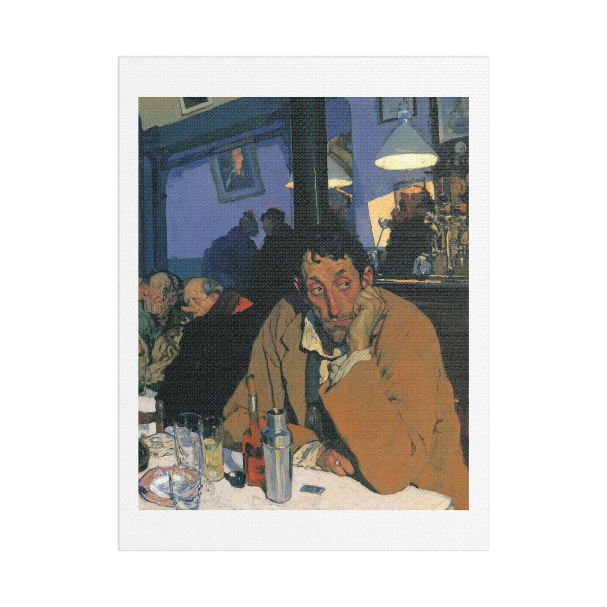 Café Art, Print on Satin Canvas, Stretched