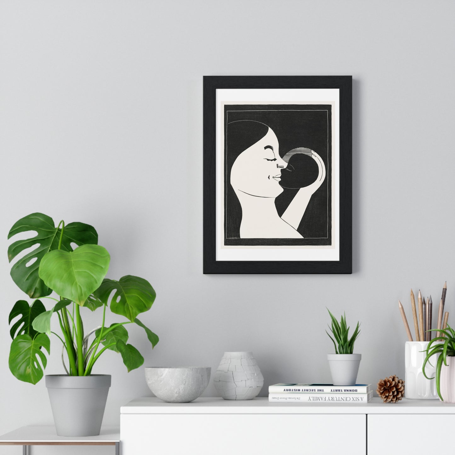 Mother and Child 'Moeder en Kind' (1929) by Samuel Jessurun de Mesquita, from the Original, Framed Print