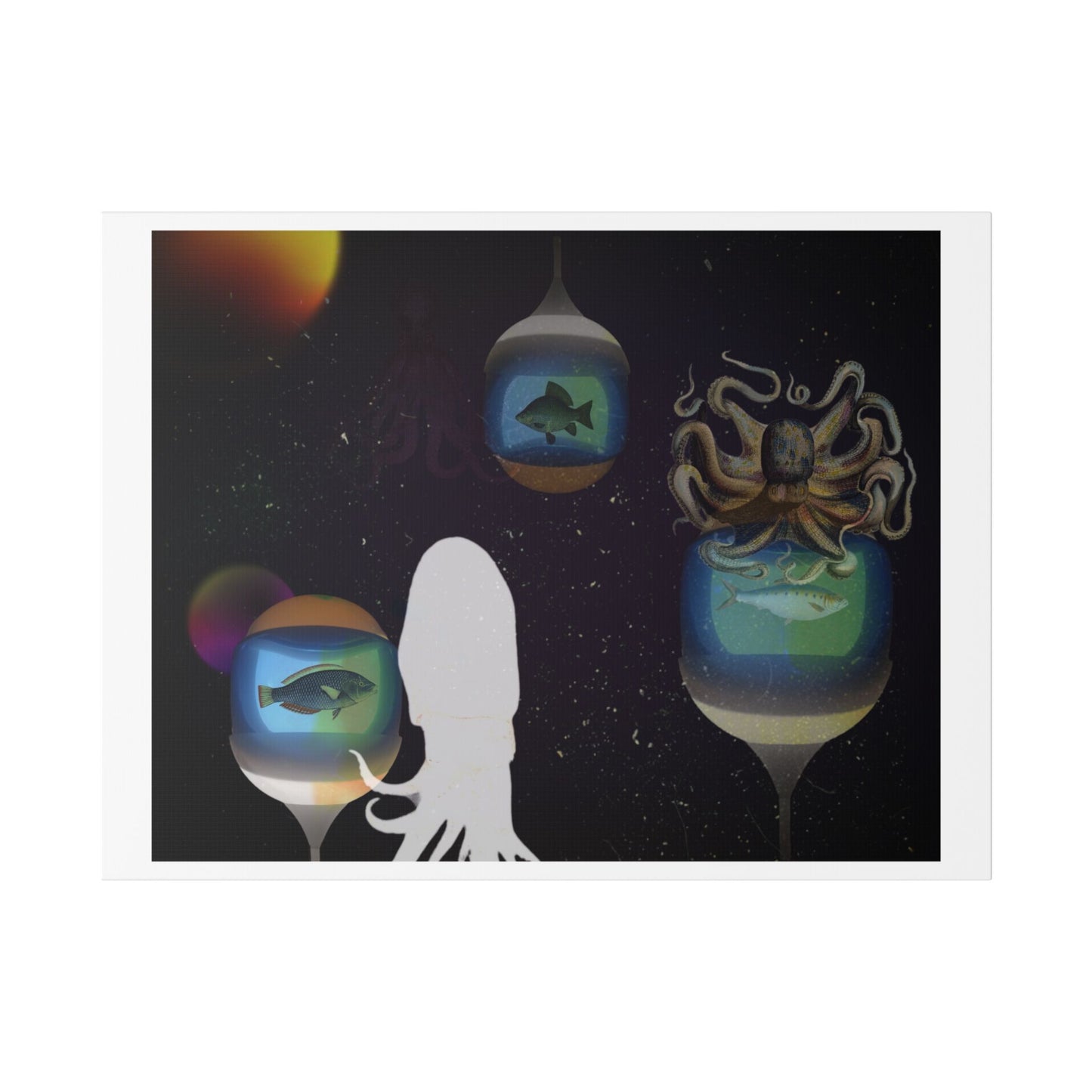 Visitors at the Exotic Earth Acquarium 'Designed by AI' Canvas Art Print