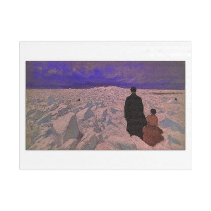 Victorian Couple in a Winter Scene, 19th Century Pastel Art 'Designed by AI' Print on Canvas