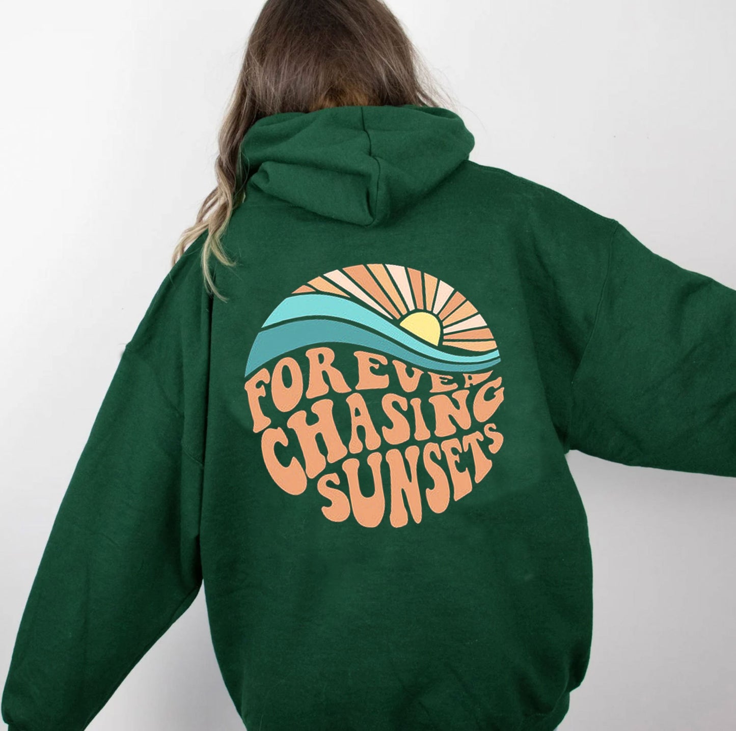 Forever Chasing Sunsets, Fleece-Lined Positive Vibes Hoodie