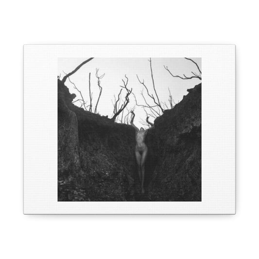 Nude Woman in the Earth Photographic Art Print on Satin Canvas