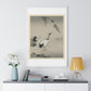 Traditional Portrait of a Beautiful Japanese Crane by Kano Motonobu (1476-1559) from the Original, Framed Art Print