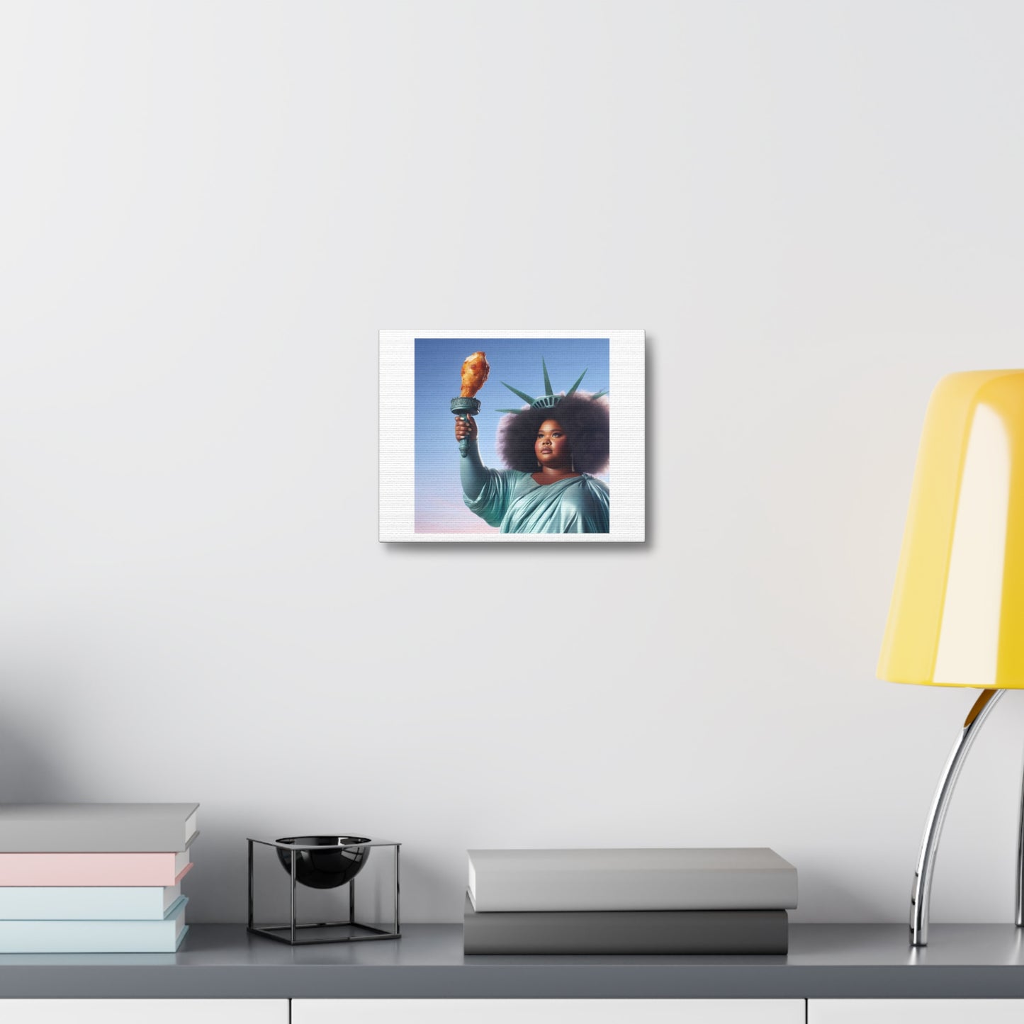 Chicken at the Statue of Liberty, Art Print 'Designed by AI' on Canvas