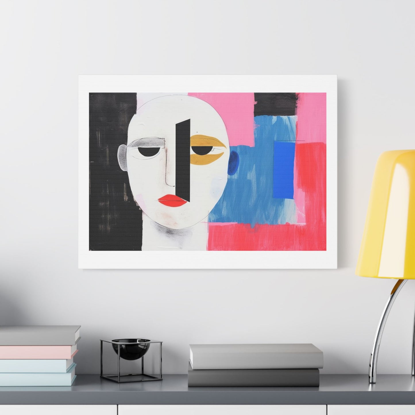 Minimal Simple Male Portrait Abstract Painting 'Designed by AI' Art Print on Canvas