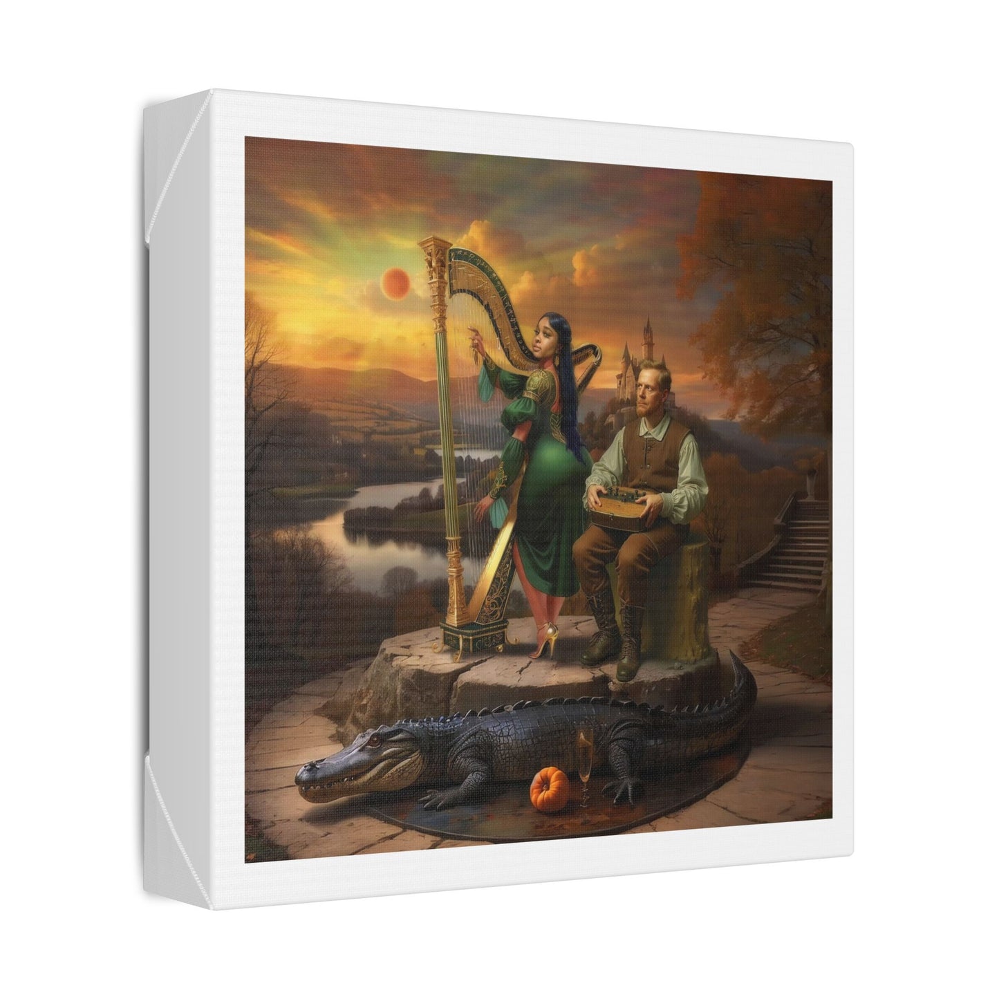 Duet, Surrealist Art 'Designed by AI' Canvas Art Print