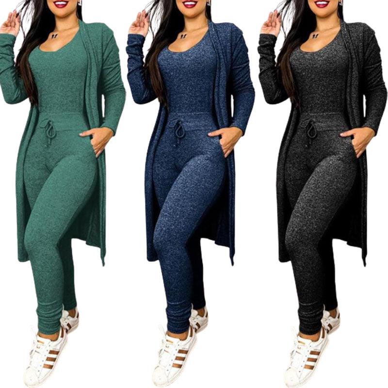 Vireous Casual Women's Jumpsuit Set with High-Waist Drawstring Pants