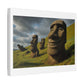 Moai Statues of Easter Island Seen on a Good Day 'Designed by AI' Canvas Art Print