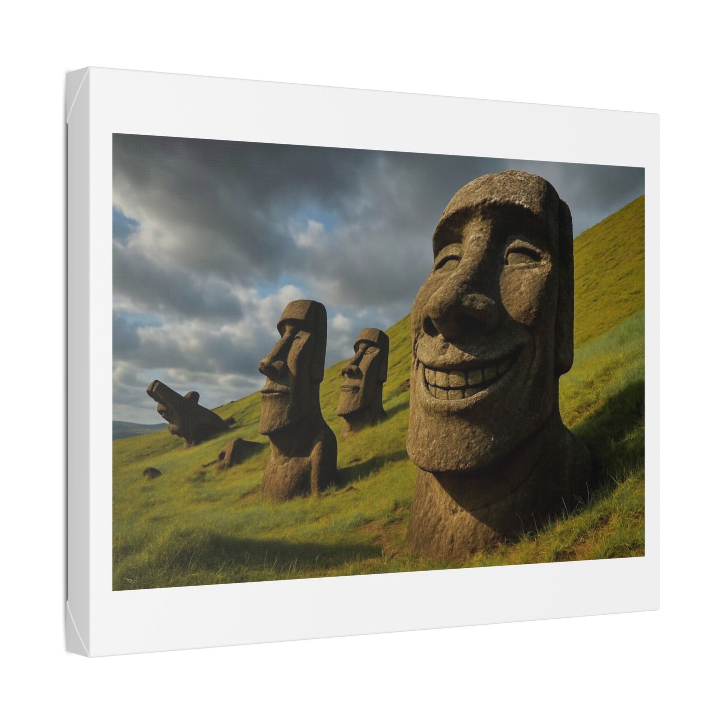 Moai Statues of Easter Island Seen on a Good Day 'Designed by AI' Canvas Art Print