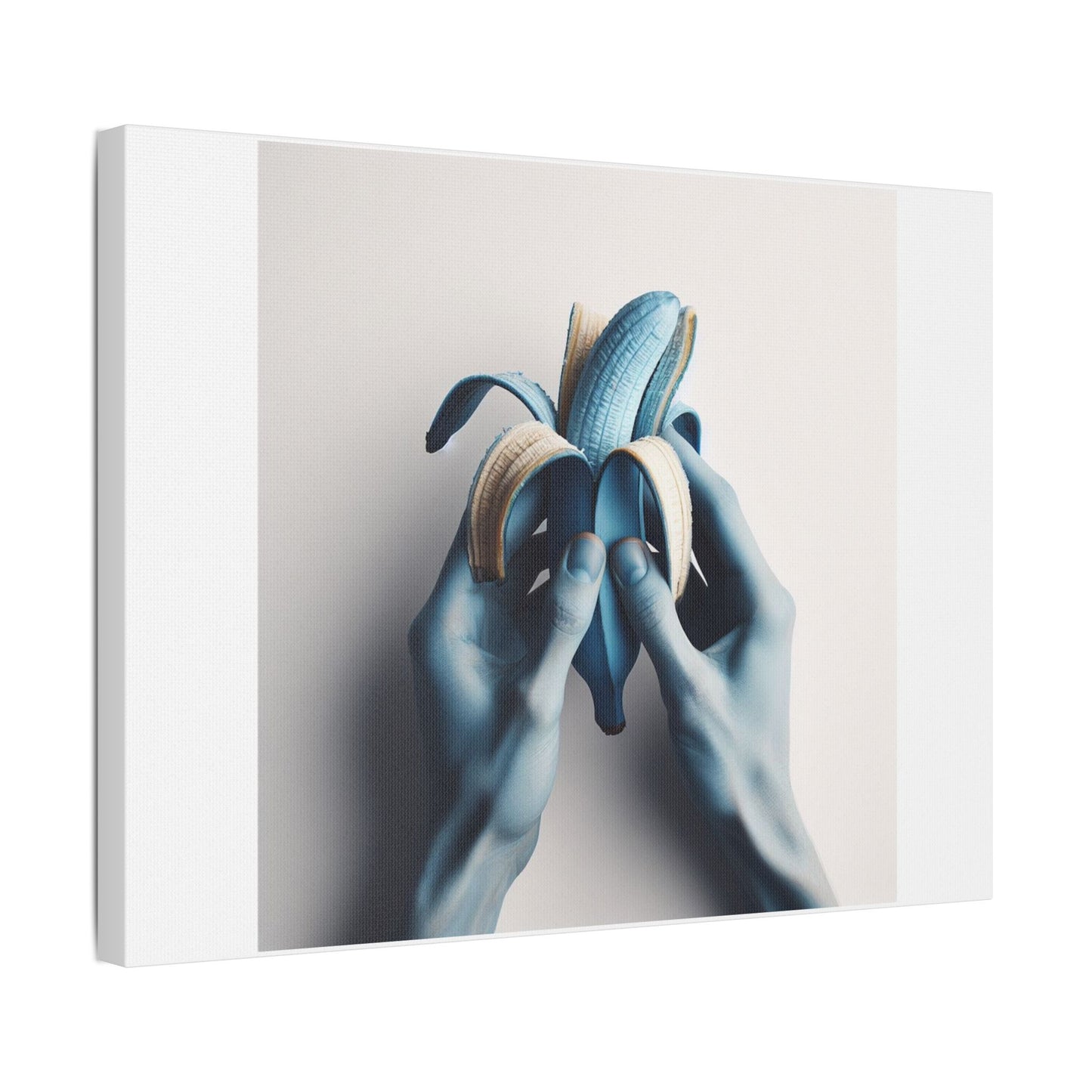 Blue Banana Abstract Art 'Designed by AI' Print on Canvas
