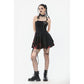 Dark in Love Nyssa Black and Red Strap Detail Goth Mini Dress
