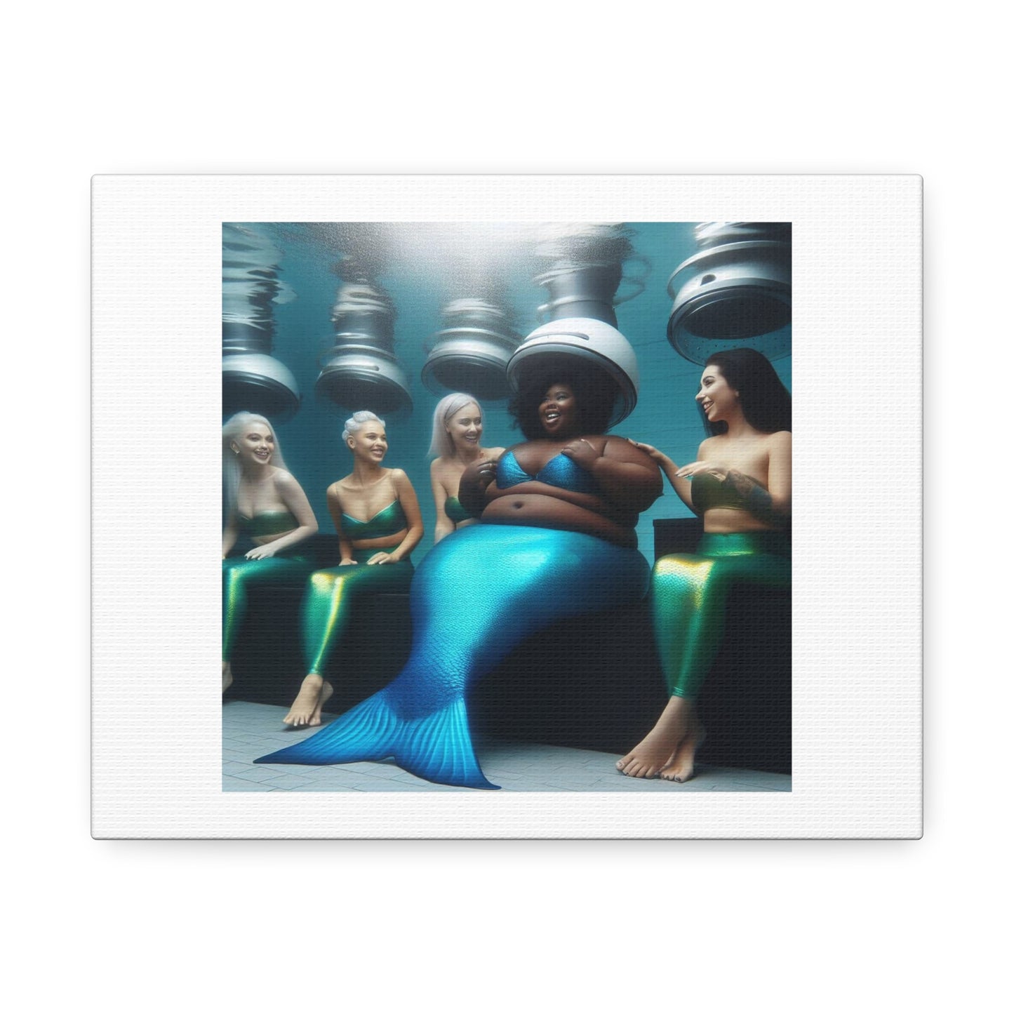 Lizzo Mermaid Underwater at the Hair Salon 'Designed by AI' Art Print on Canvas