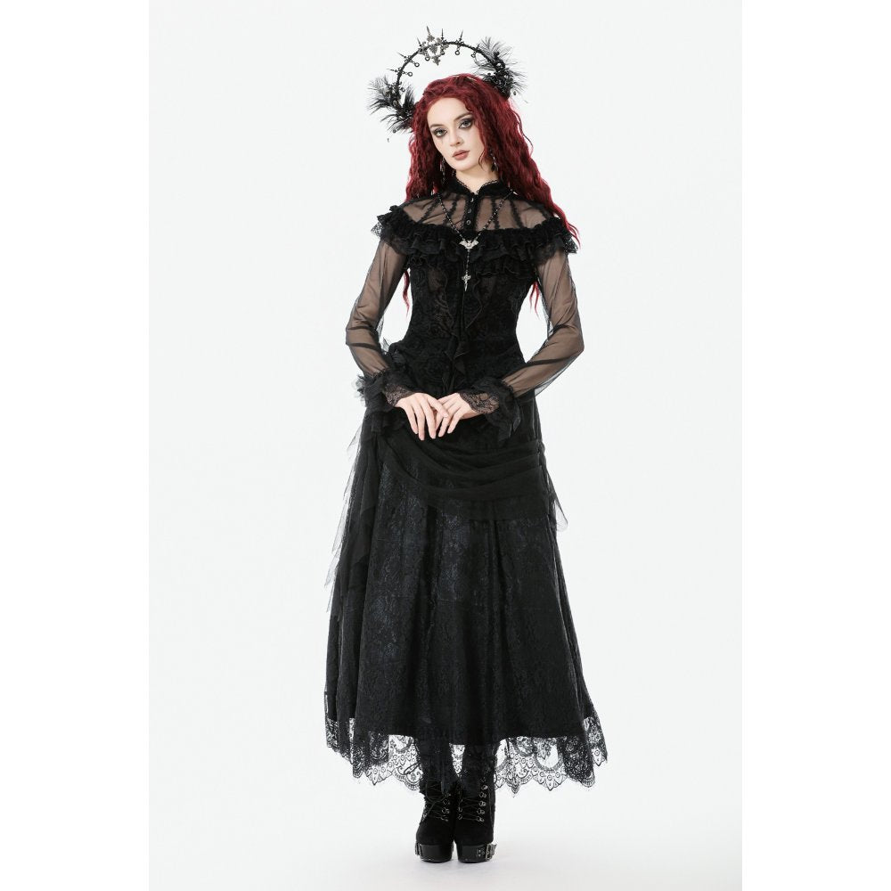 Dark in Love Seraphina Gothic Blouse, Layered Lace Cuffs