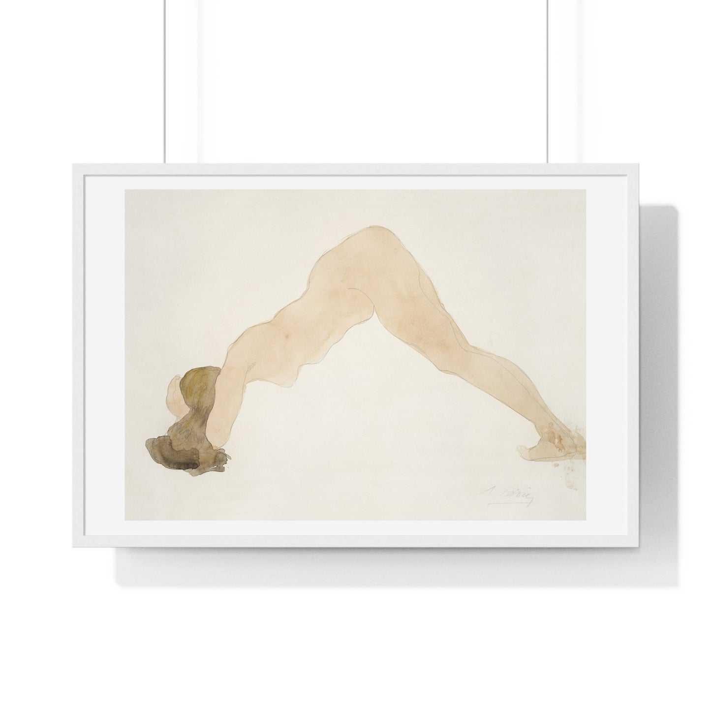 Vintage Erotic Art, Nude Standing with Head on Ground (1917) by Auguste Rodin, from the Original, Framed Art Print