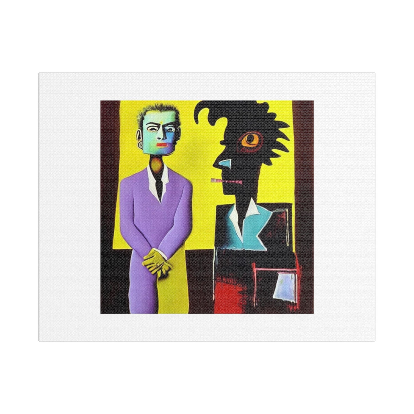 Andy Warhol and Jean-Michel Basquiat Writing Poetry Digital Art Print 'Designed by AI' on Canvas