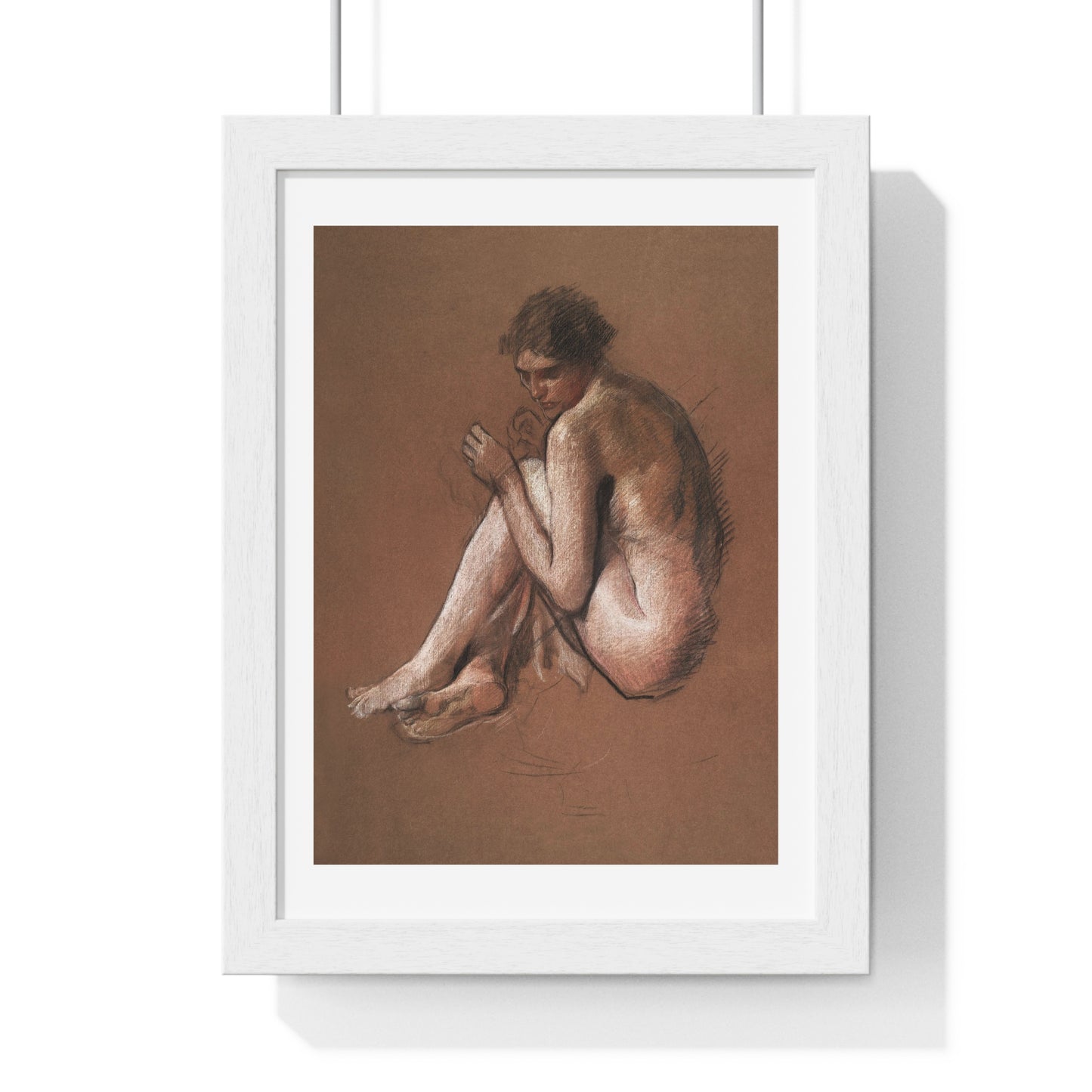 Seated Nude Female Figure by Edwin Austin Abbey from the Original, Framed Art Print