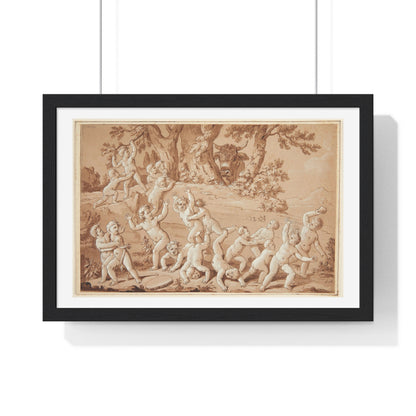 Putti Flees from a Bull, by Conrad Martin Metz, from the Original, Framed Art Print