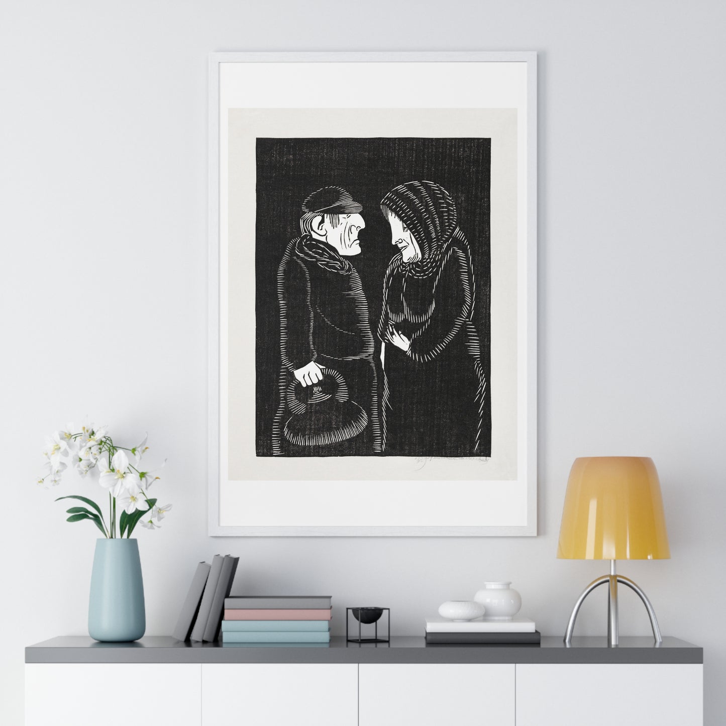 Fantastical Man and Woman 'Fantasie Man en Vrouw' (1929) by Samuel Jessurun de Mesquita, from the Original, Framed Art Print