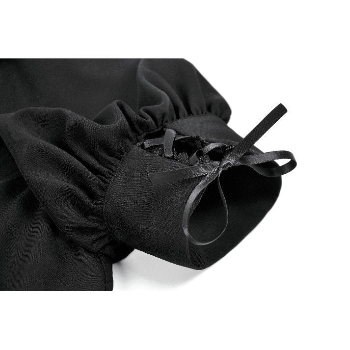 Dark in Love Gothic Lace Square-Neck Puff-Sleeve Dress