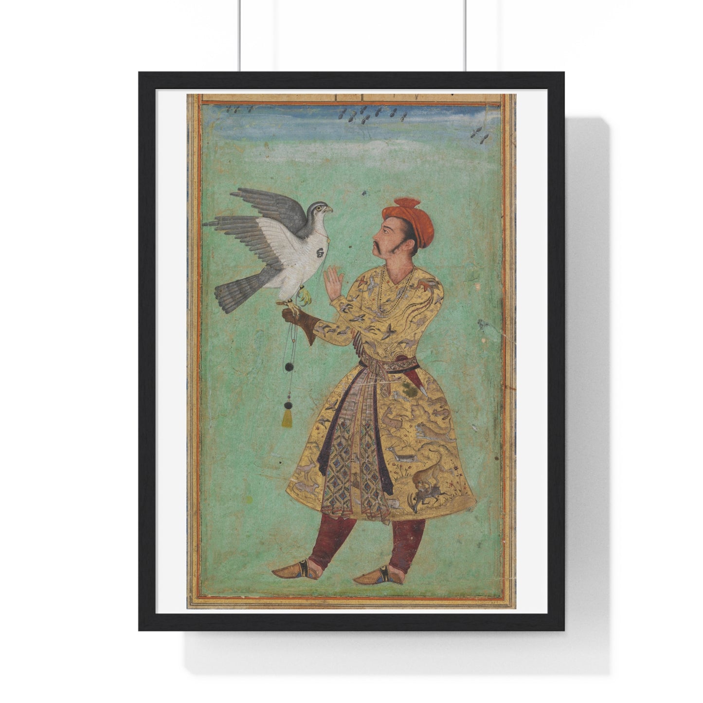 Prince With a Falcon (1600-1605) Indian Watercolour, from the Original, Framed Art Print