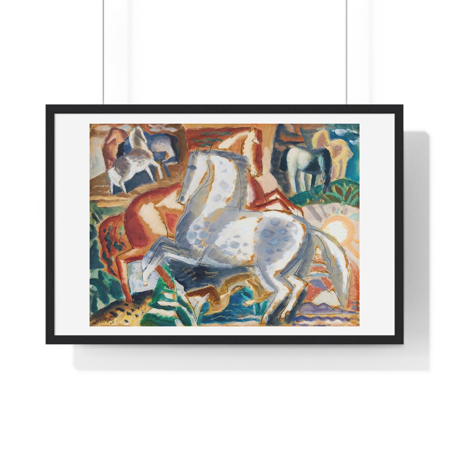 Horses in Landscape (1928) by Leo Gestel, from the Original, Framed Art Print