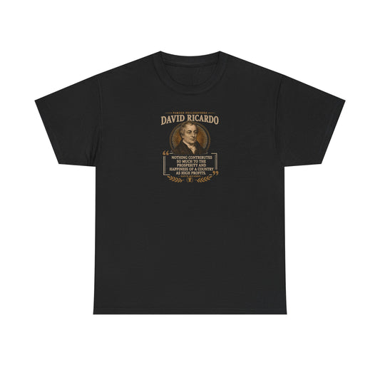 David Ricardo on Society, Wealth and Profits, Philosophy Tribute T-Shirt