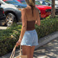 Vireous Sequin Crochet Halter Vest, Figure-Hugging Summer Top
