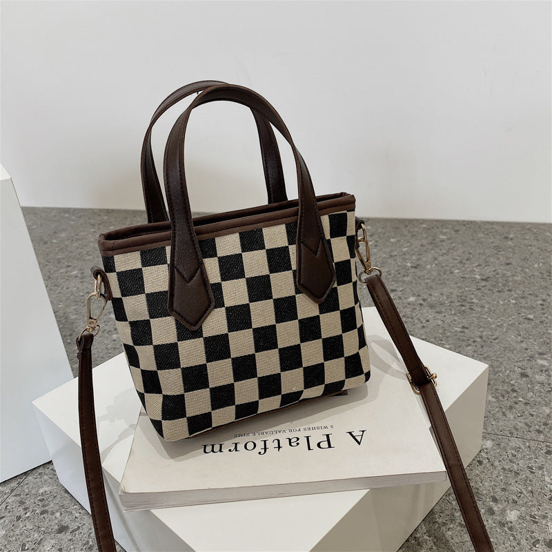 Houndstooth or Checkerboard Fashion Plaid Shoulder Handbag