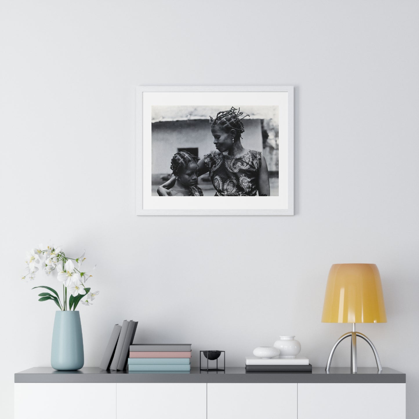 Benin, A Woman and Child with Braided Hairstyles, Vintage Photograph by Herbert Meyerowitz, Framed Print