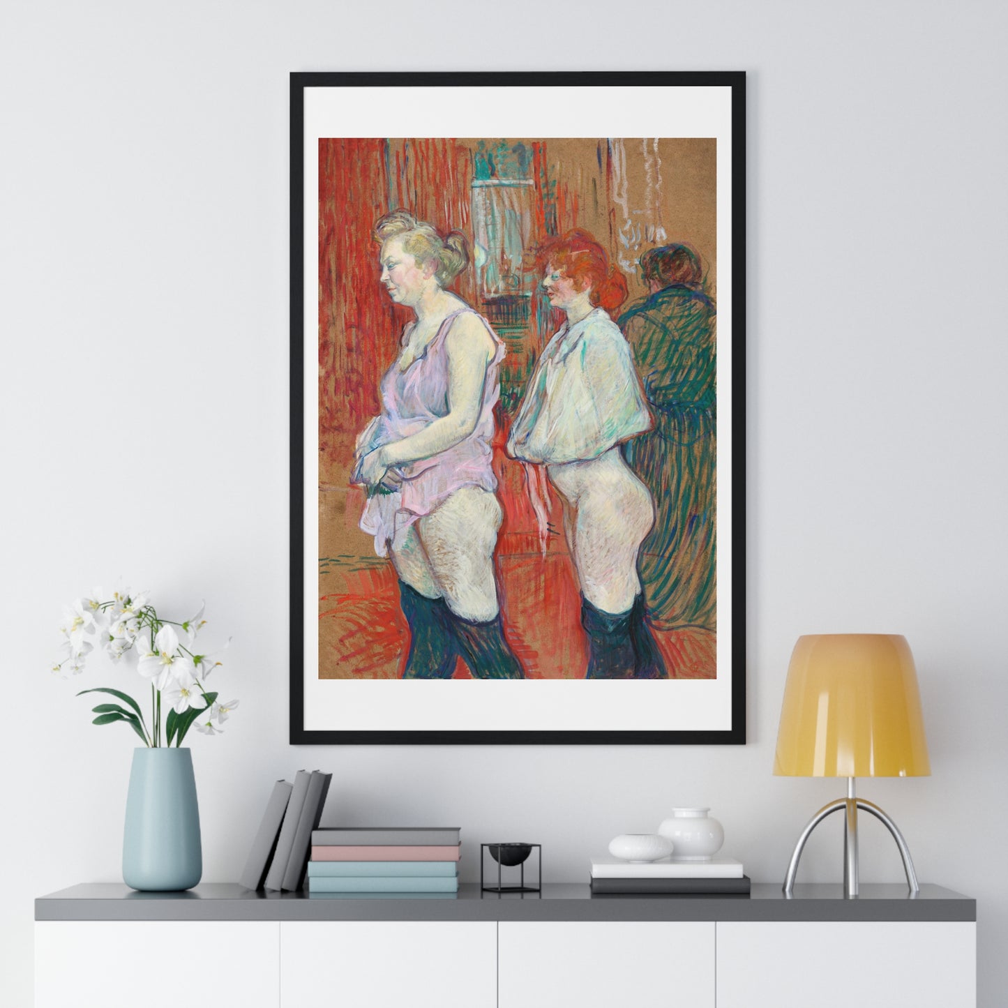 Rue des Moulins: The Medical Inspection (1894) by Henri Toulouse–Lautrec from the Original, Framed Art Print