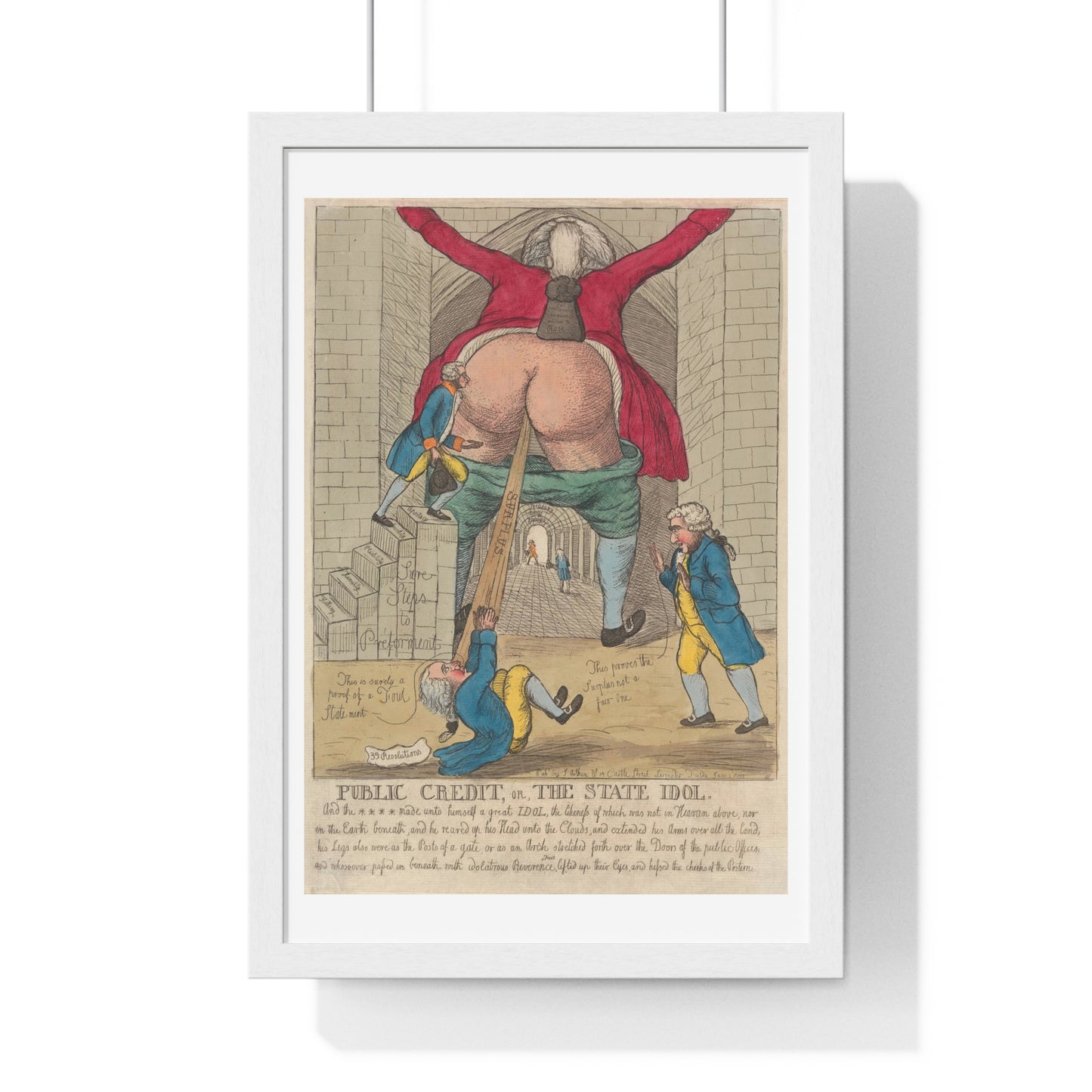 Satirical Print 'Public Credit, Or, The State Idol' (1791) by William Dent, from the Original, Framed Print