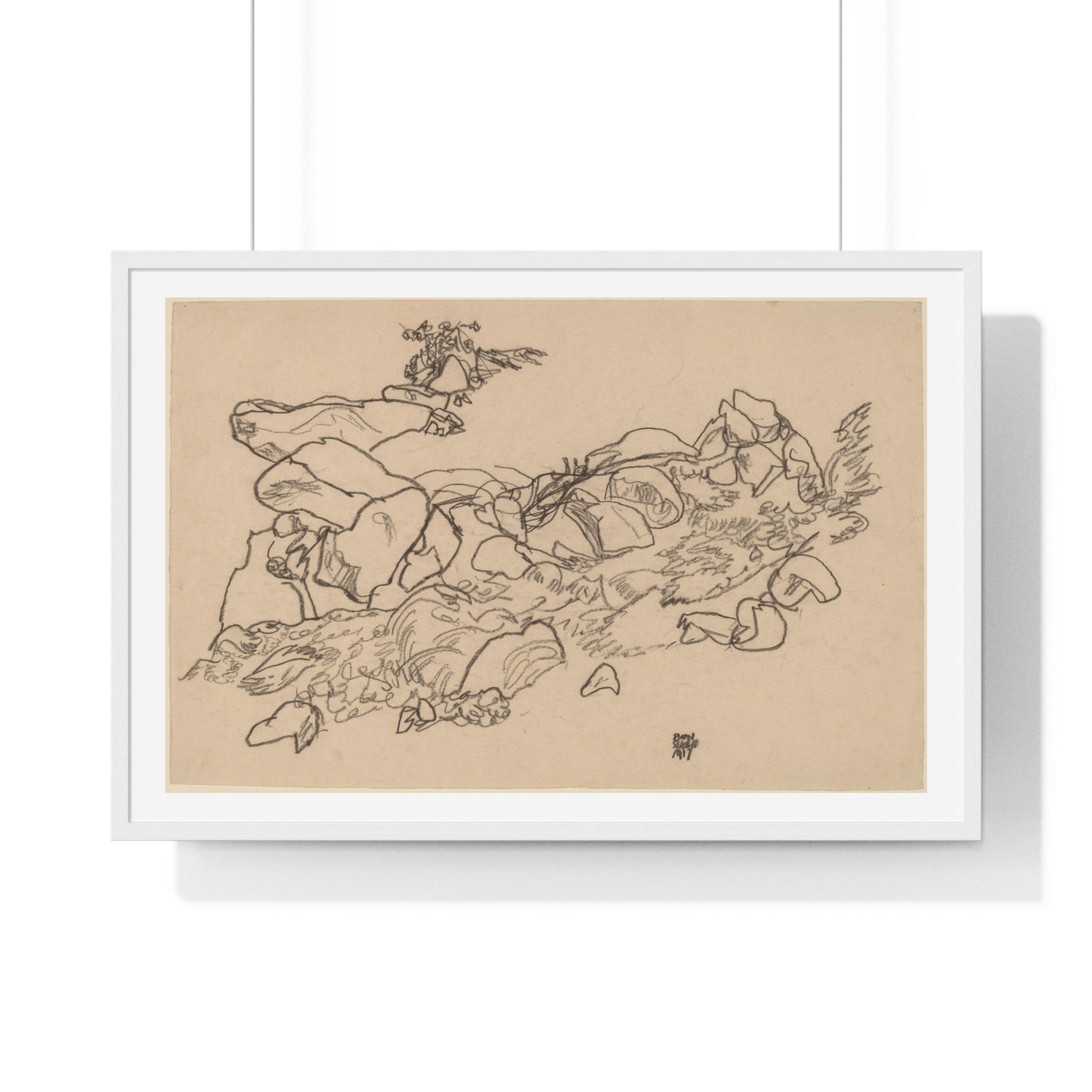 Mountain Stream (1917) by Egon Schiele, from the Original, Framed Art Print