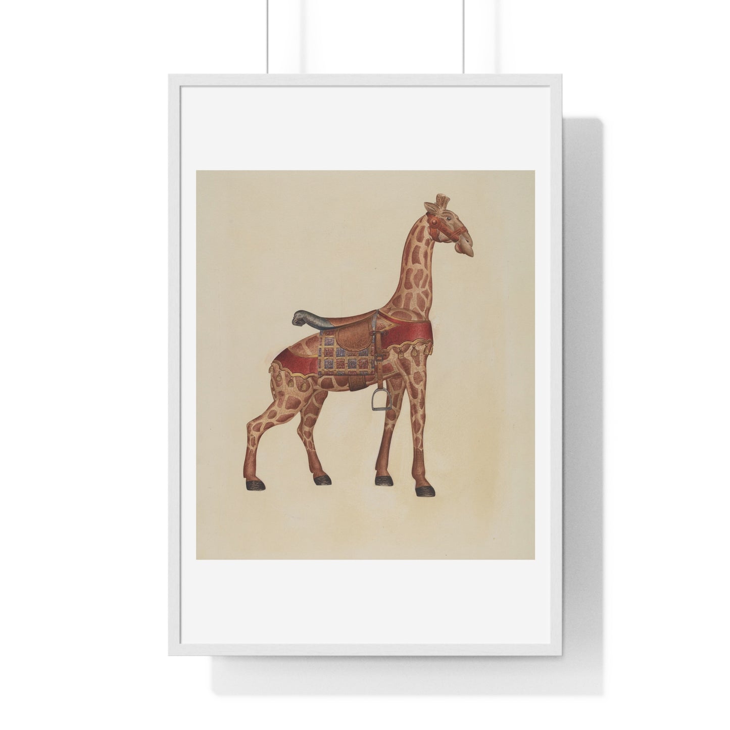 Carousel Giraffe (circa 1939) Illustration by Henry Tomaszewski, from the Original, Framed Print