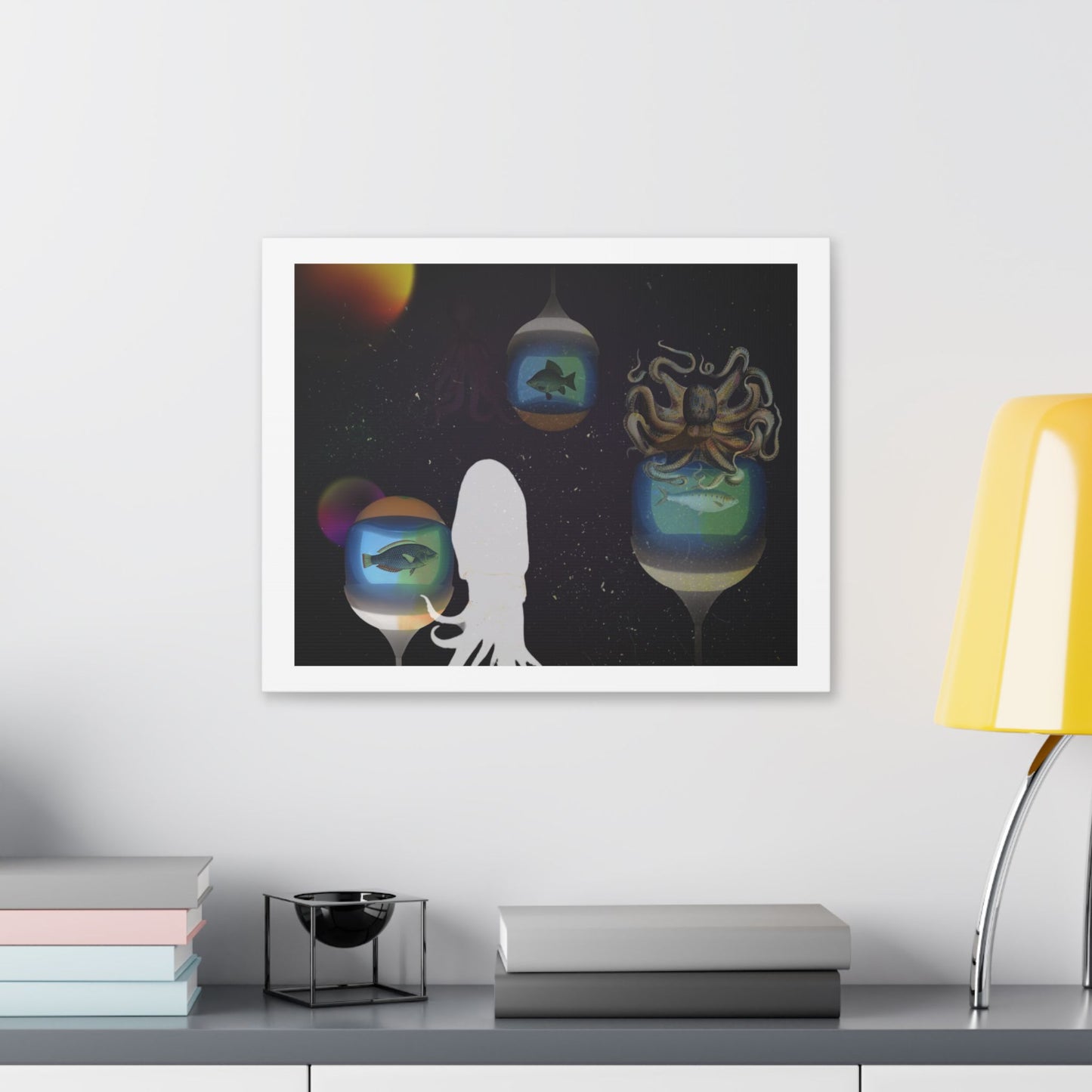 Visitors at the Exotic Earth Acquarium 'Designed by AI' Canvas Art Print