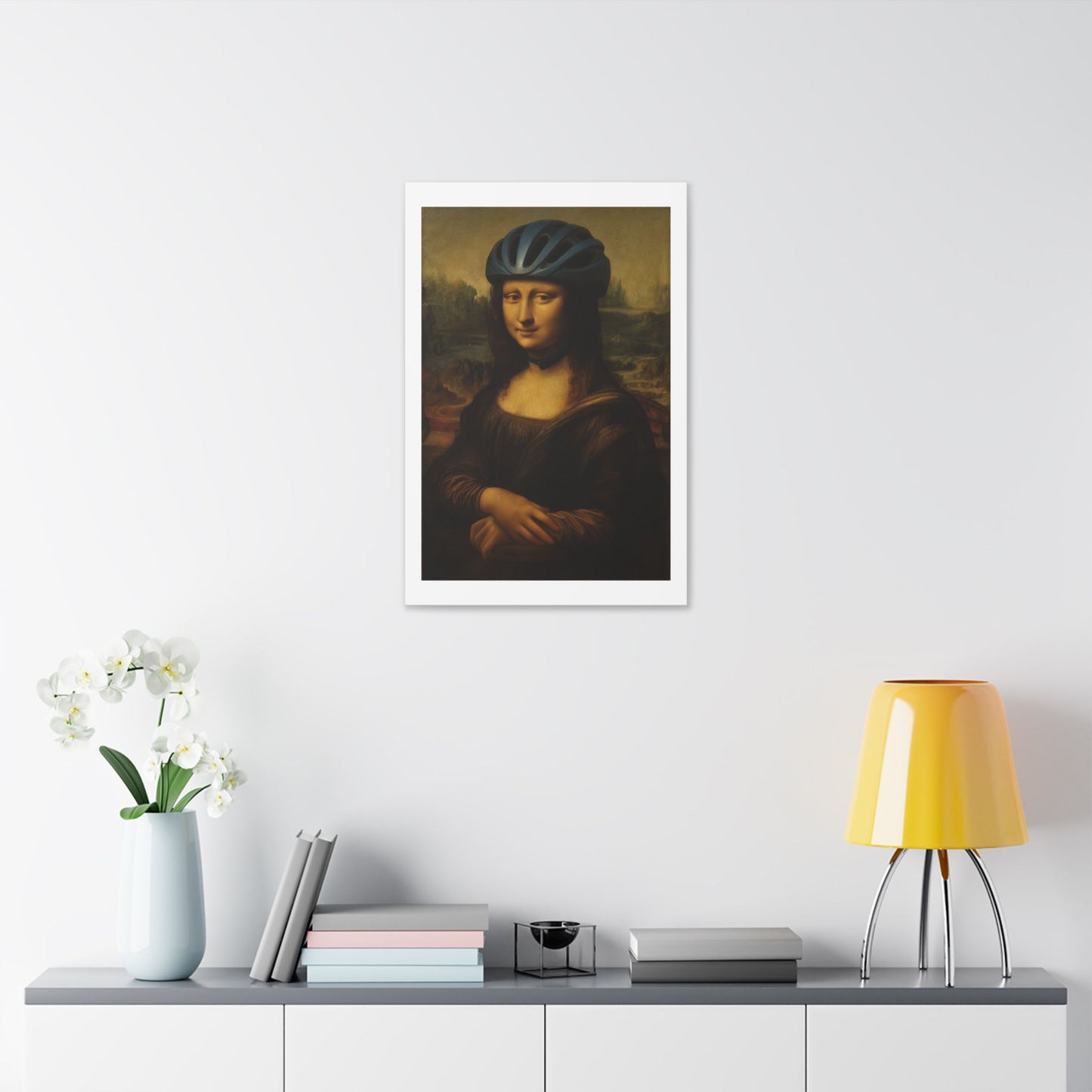 Biker Mona Lisa 'Created by AI' Canvas Art Print
