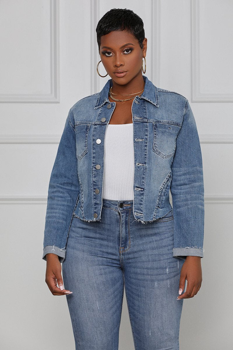 Vireous Stretch Denim Women's Short Jacket