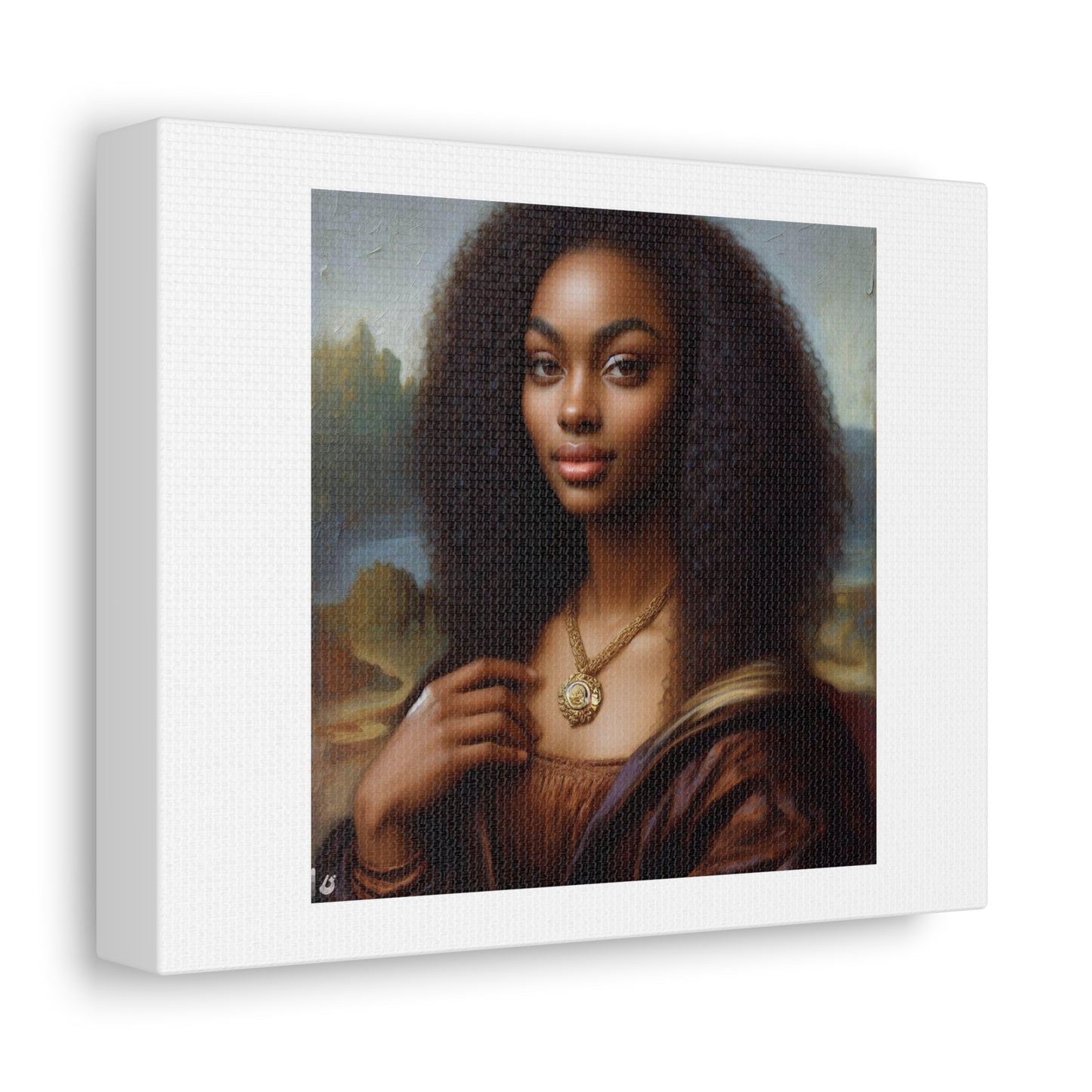 Art Print 'Afro Mona Lisa' Designed by AI on Satin Canvas