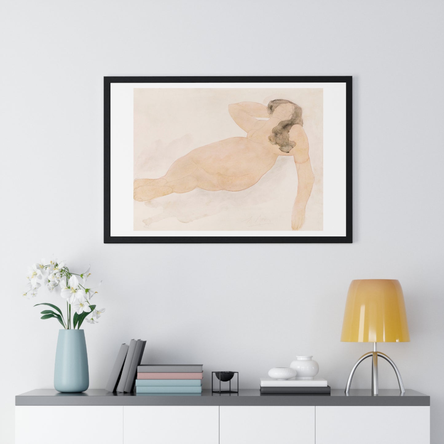 Study of a Nude (Lying on Side) by Auguste Rodin, from the Original, Framed Print