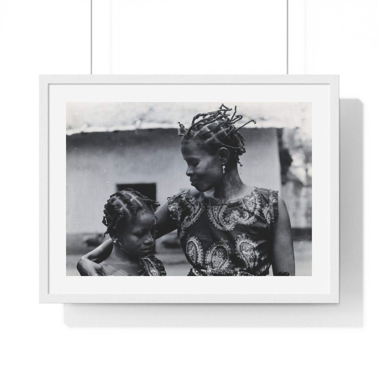 Benin, A Woman and Child with Braided Hairstyles, Vintage Photograph by Herbert Meyerowitz, Framed Print