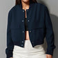 Women's Stand-Collar Fashion Bomber Jacket, Big Pockets