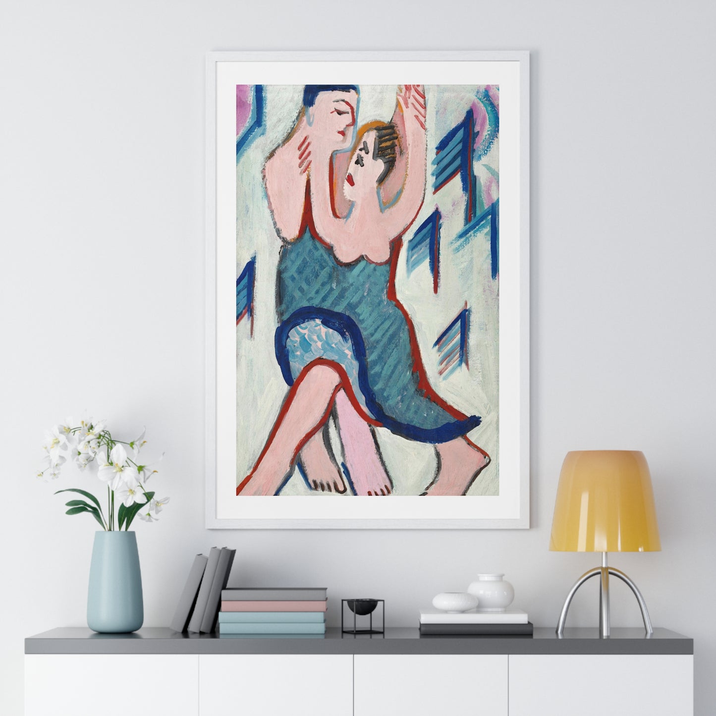 Dancing Couple in the Snow [reverse] by Ernst Ludwig Kirchner (1928–1929) from the Original, Framed Art Print