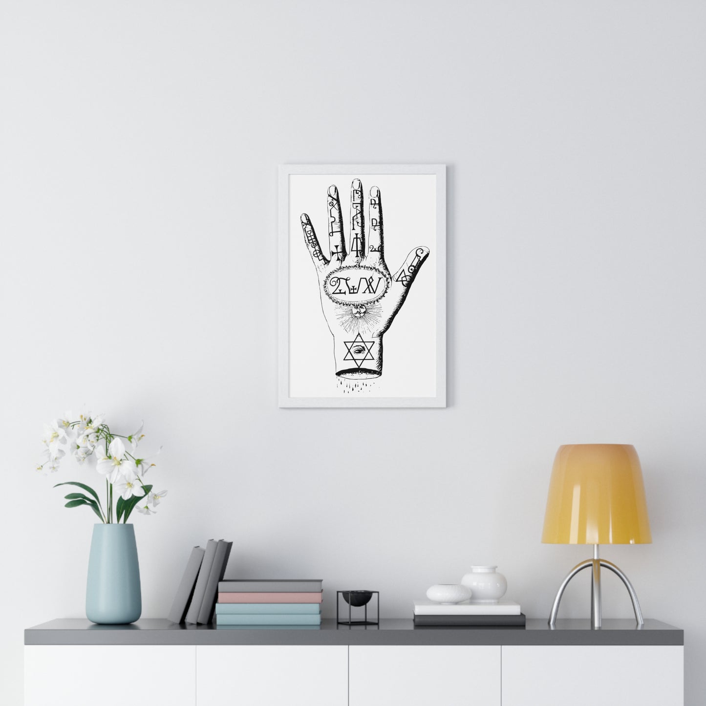 Esoteric Palm Reading Illustration, by Unknown, from the Original, Framed Print